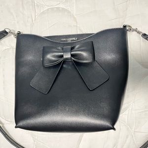 Black leather satchel purse